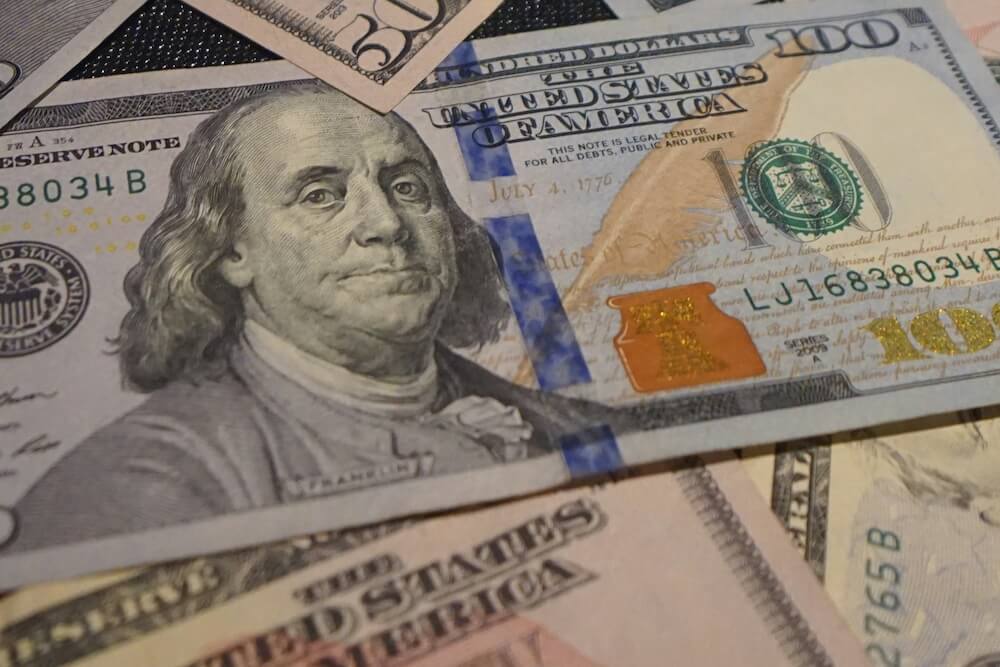 closeup of a united states $100 bill