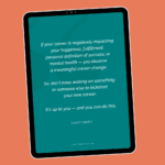 Tablet with page of ebook workbook Career Breakthrough in a Day by Lucy Todd Coaching