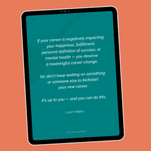 Tablet with page of ebook workbook Career Breakthrough in a Day by Lucy Todd Coaching